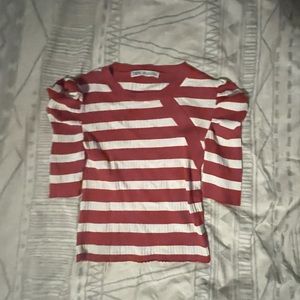 Red and white Zara top